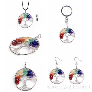 7 Chakra Stone Tree of Life Keychain